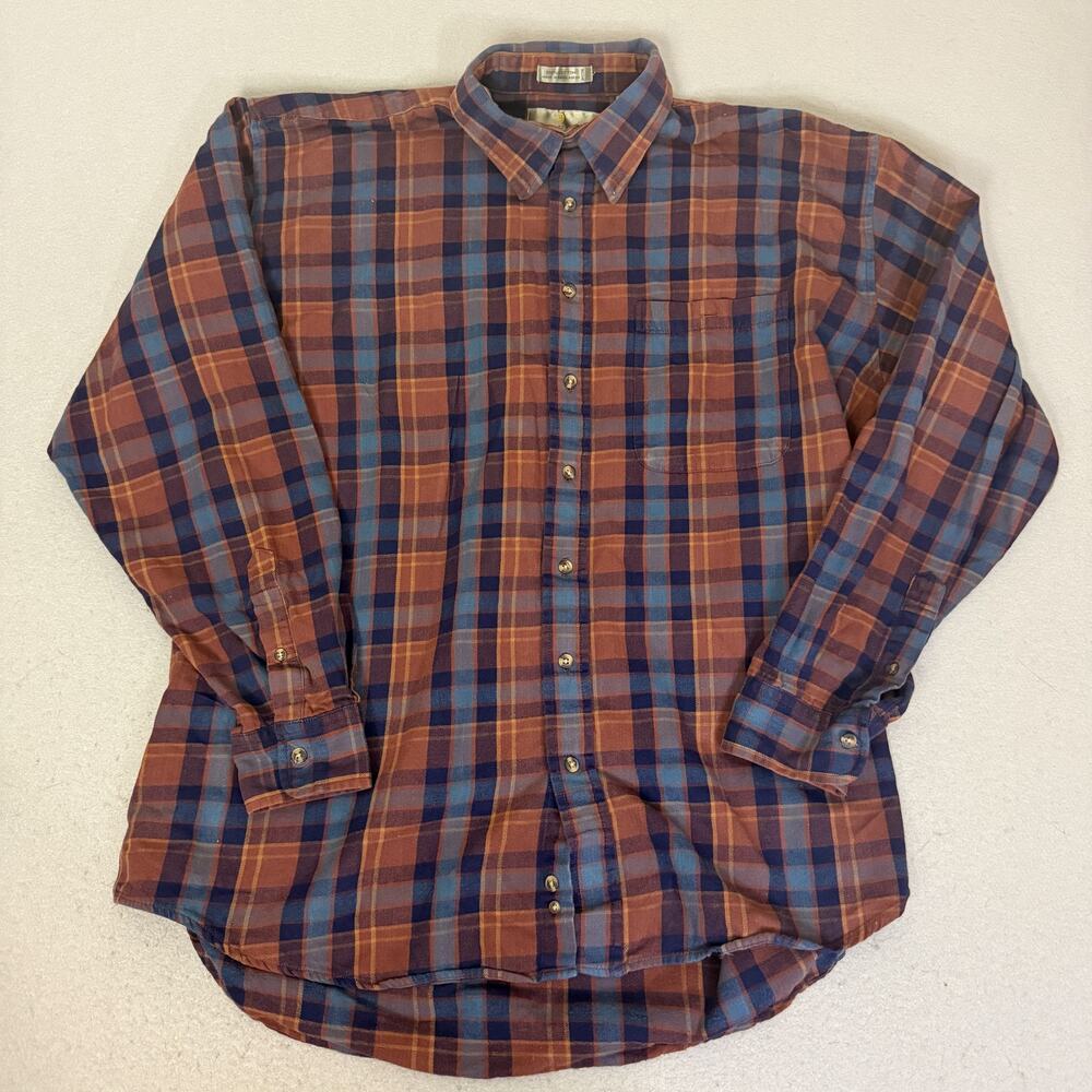 Bill Blass Menswear Shirt Mens XLT Plaid 100% Cotton Long Sleeve Button Up